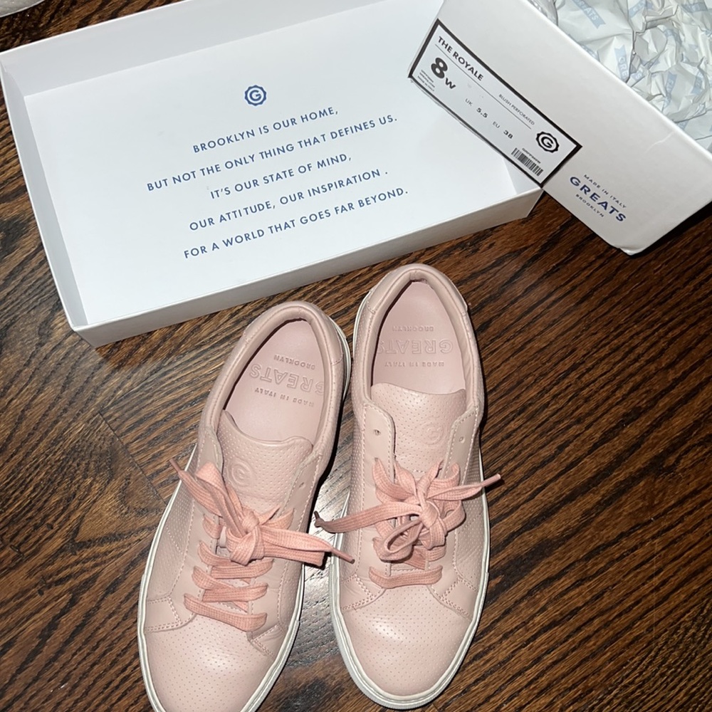 Blush Pink GREATS “The Royale” Sneakers Size 8 (fits size 7)